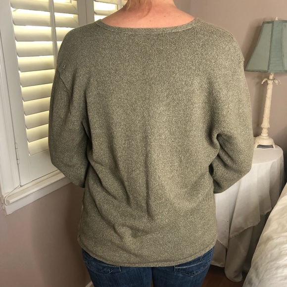 3 LEFT XS-M Oversized Sexy Chic Olive Green Knit Floral Embroidered Sweater - Picture 4 of 4
